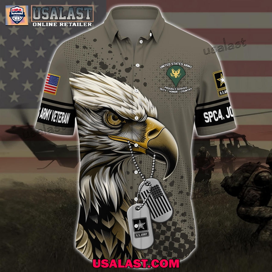 U.S. Army Veterans Hawaiian Shirt Custom Your Name And Rank