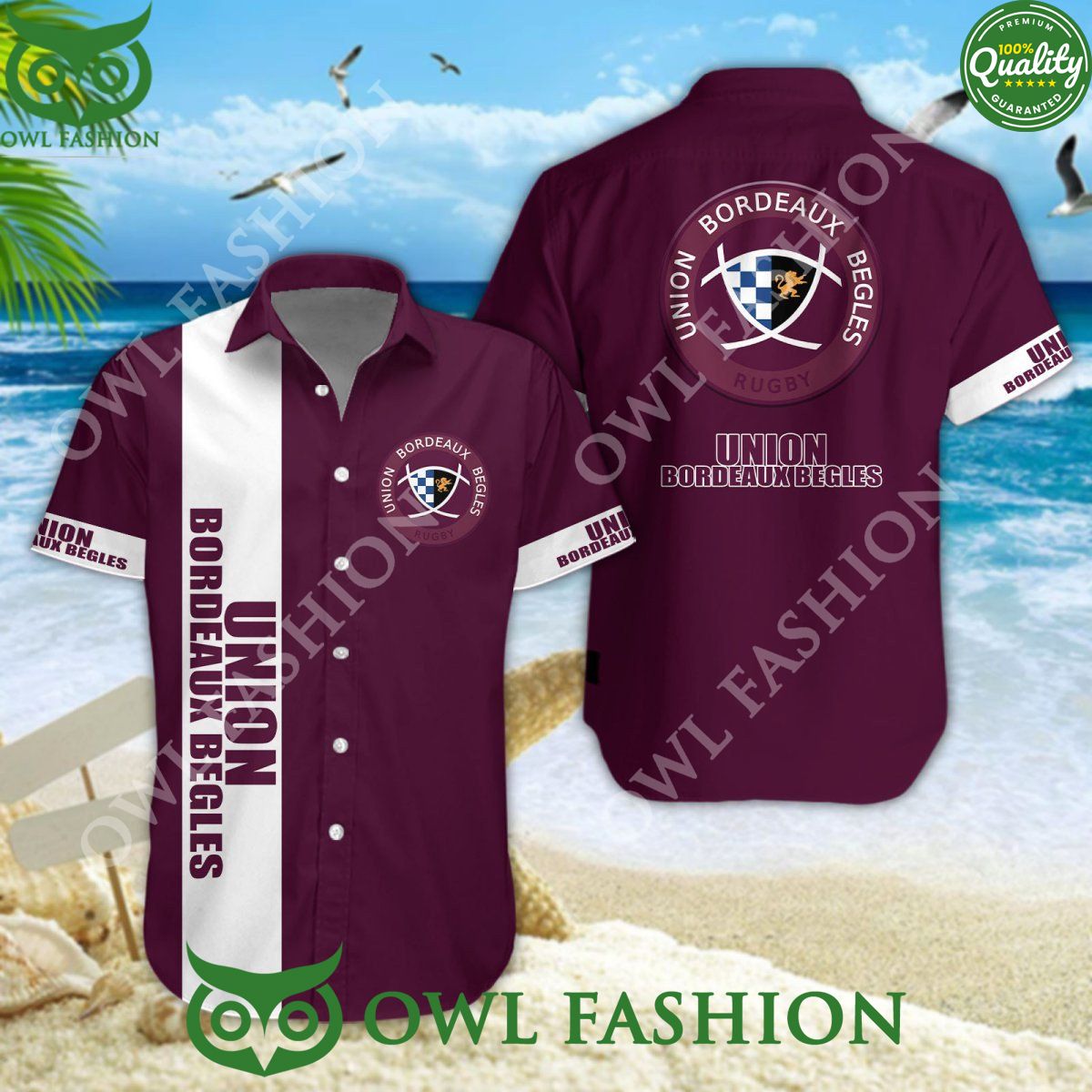 Union Bordeaux Begles Top 14 Rugby France Union Team Hawaiian Shirt