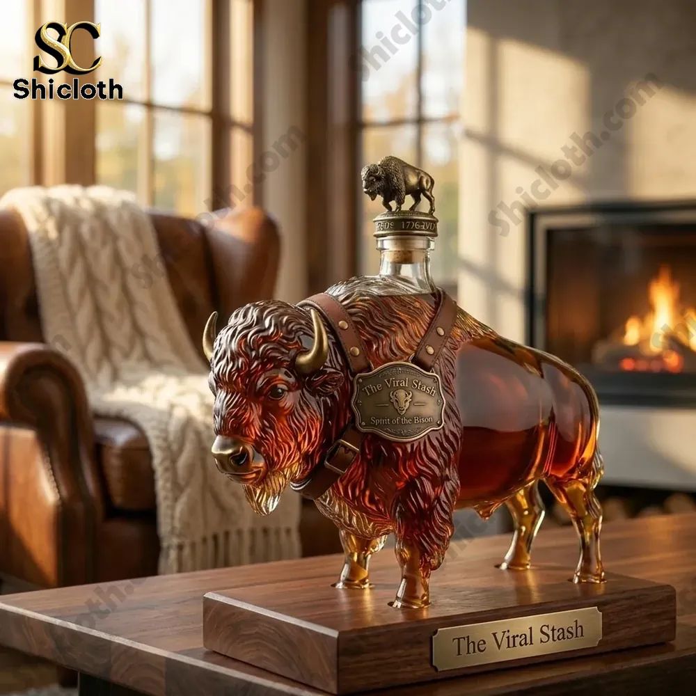 Bison Spirit Buffalo The Viral Stash Premium Sculpted Bourbon Bottle
