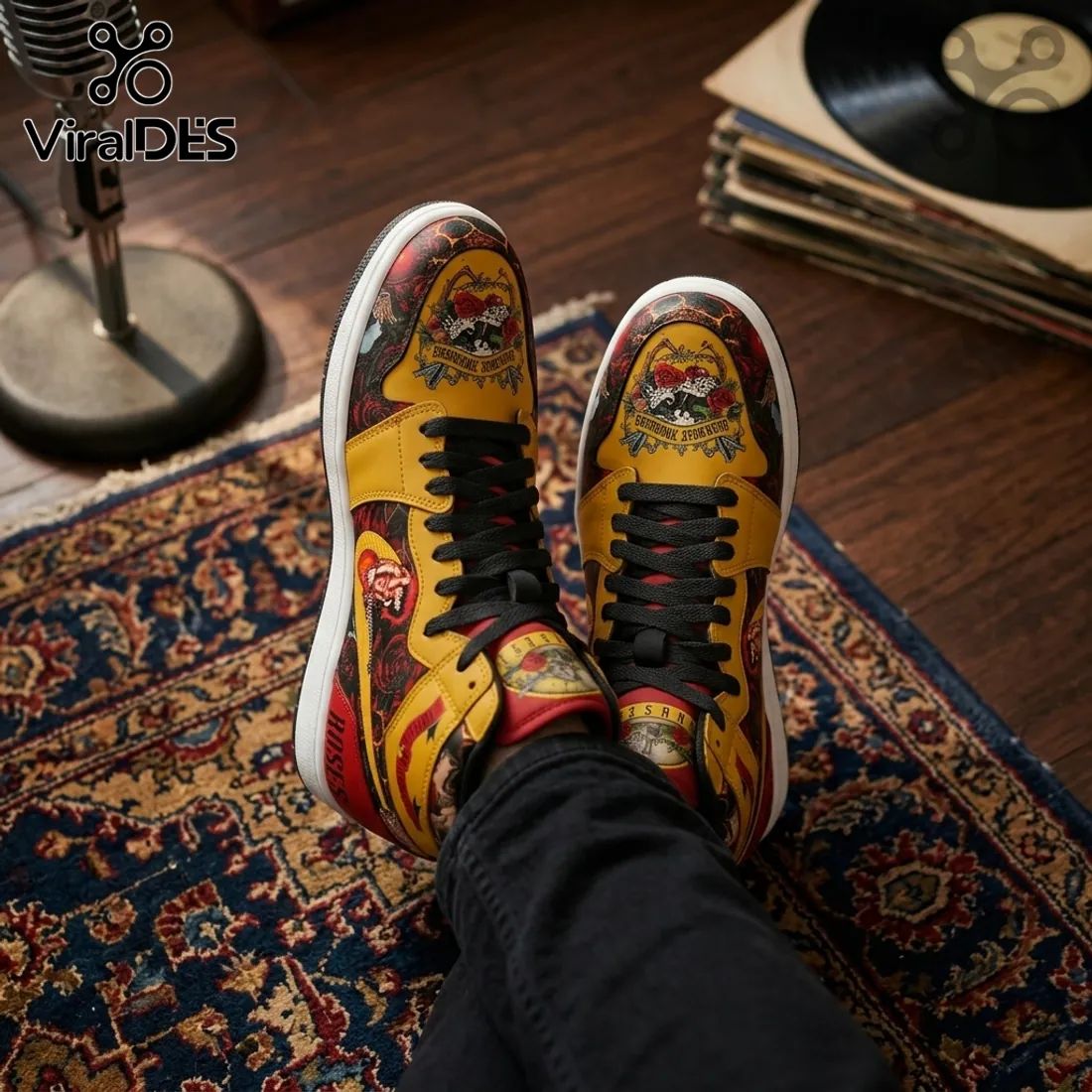 Guns N Roses Rock Band Yellow High Top Sneakers