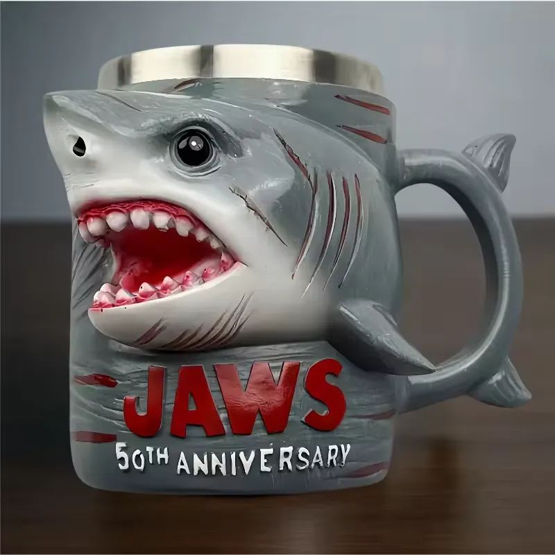 Jaws 50th Anniversary 3D Shape Coffee Mug Stainless Steel