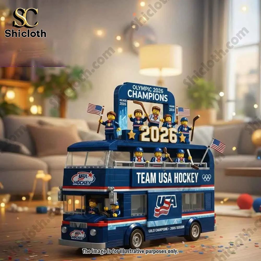 USA Hockey Team 2026 Olympic Champions Celebration Bus Building Brick