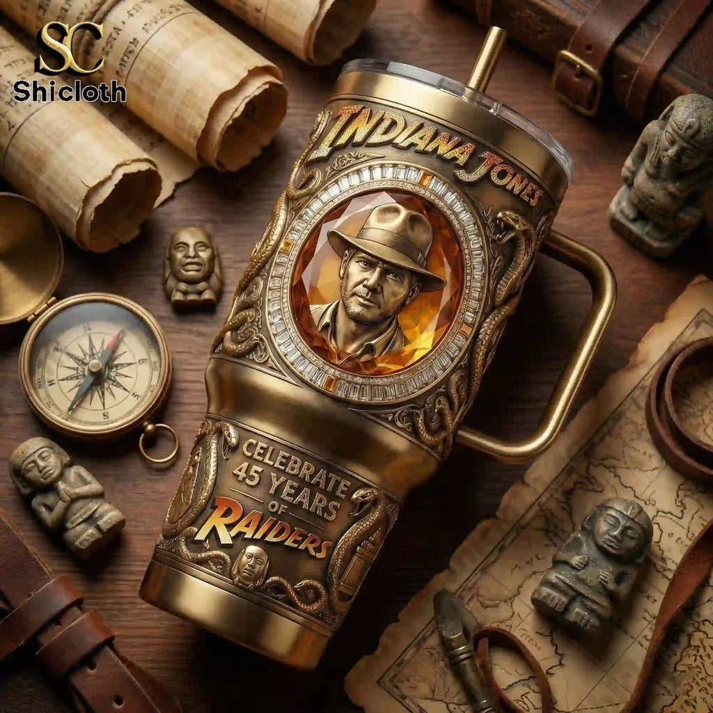 Indiana Jones Raiders of the Lost Ark 45 Years Celebration Insulated Tumbler With Handle