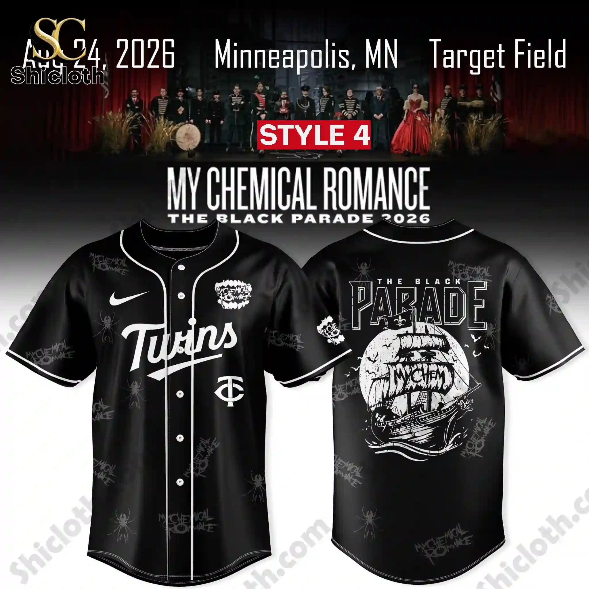 Minnesota Twins x My Chemical Romance The Black Parade 2026 Jersey