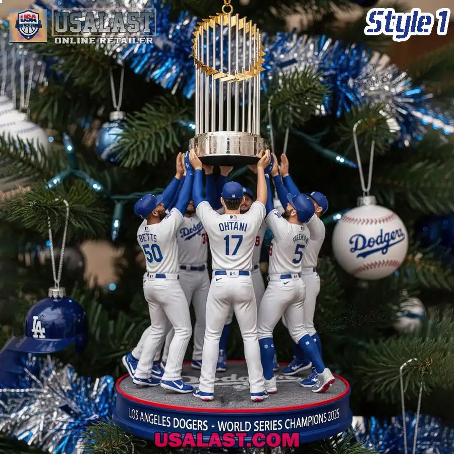 LA Dodgers 2025 MLB Championship Christmas Ornament