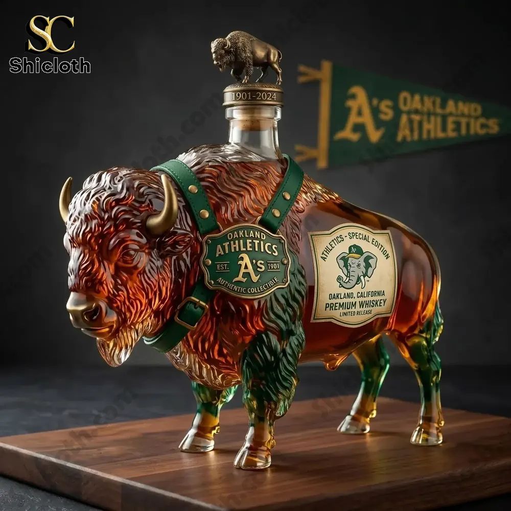 Bison Spirit BuffaloTrace x Oakland Athletics Limited Edition Whiskey Bottle