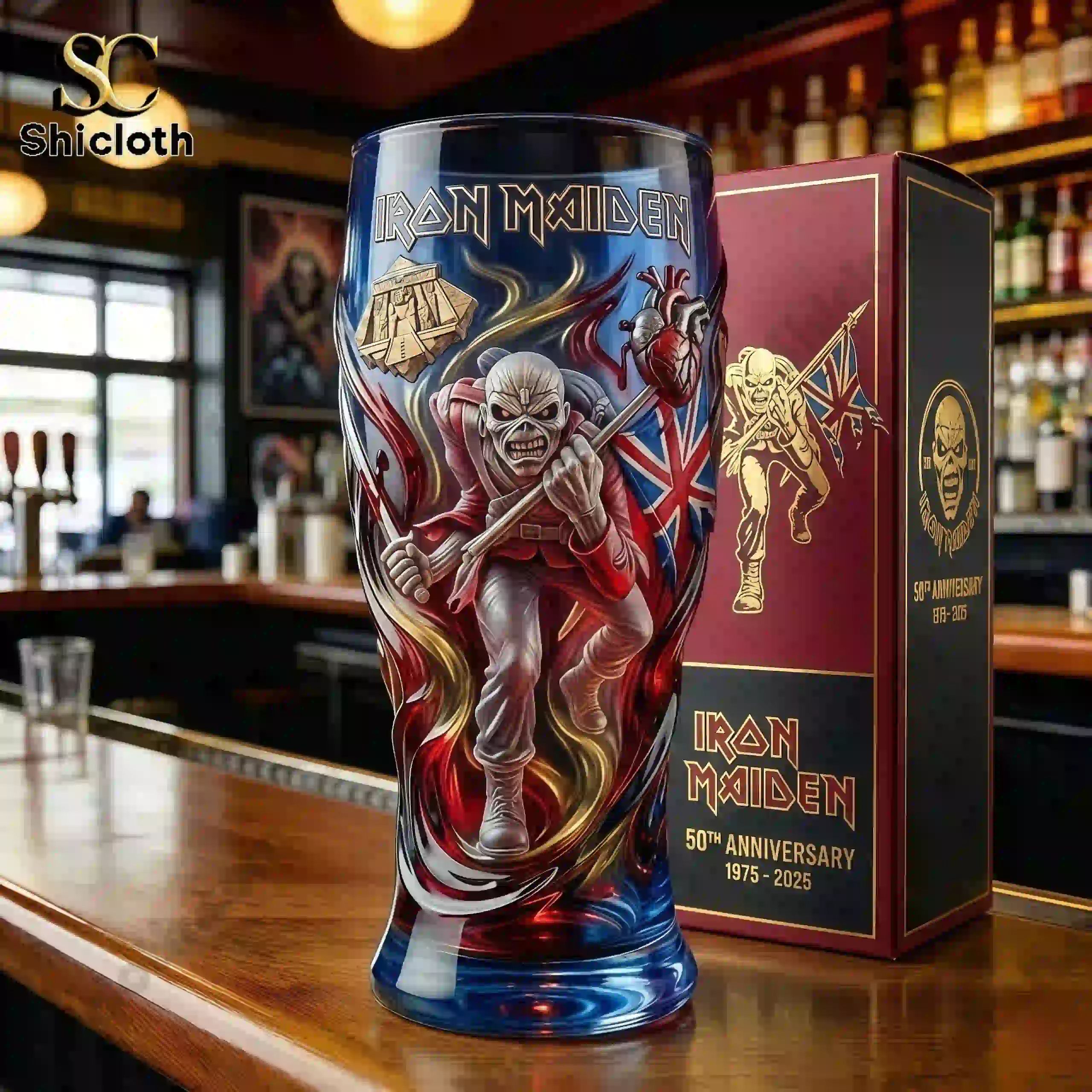 The Trooper Iron Maiden 50th Anniversary Commemorative Glass