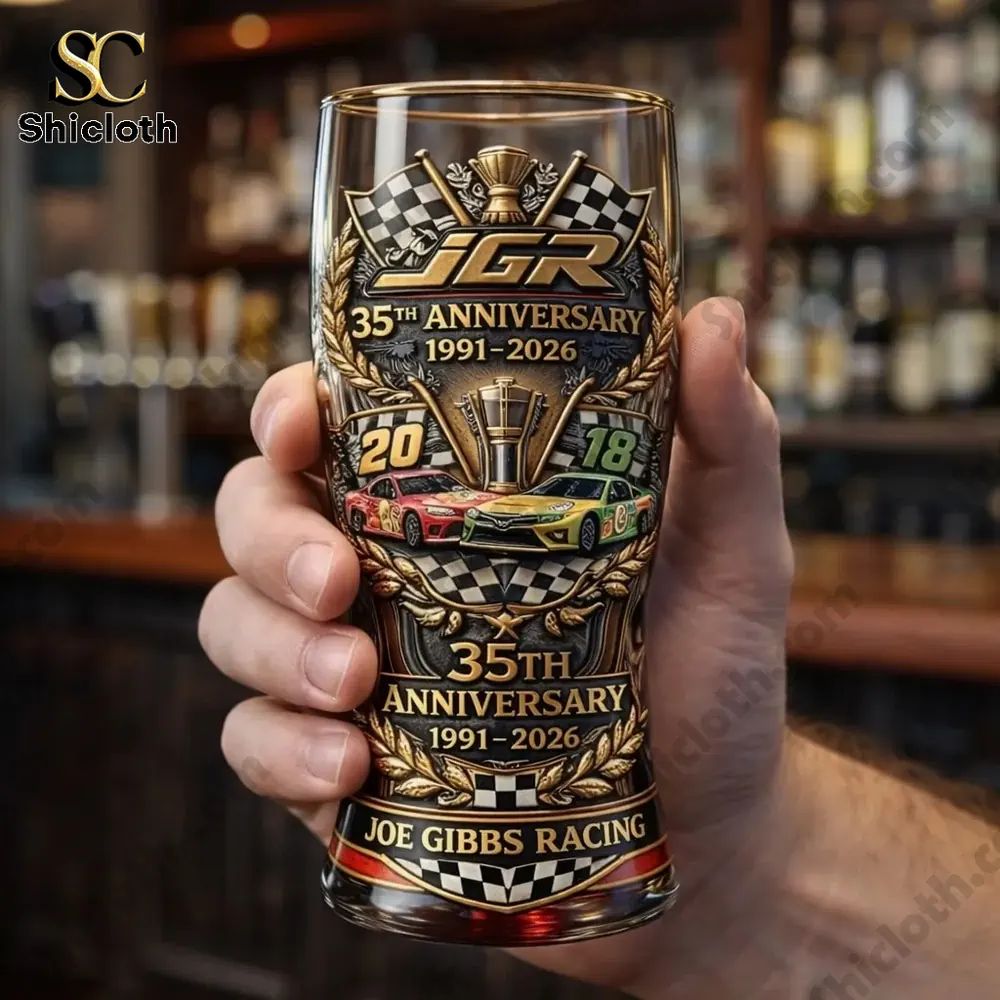 NASCAR Joe Gibbs Racing 1991-2026 35th Anniversary 3D Relief Pint Glass