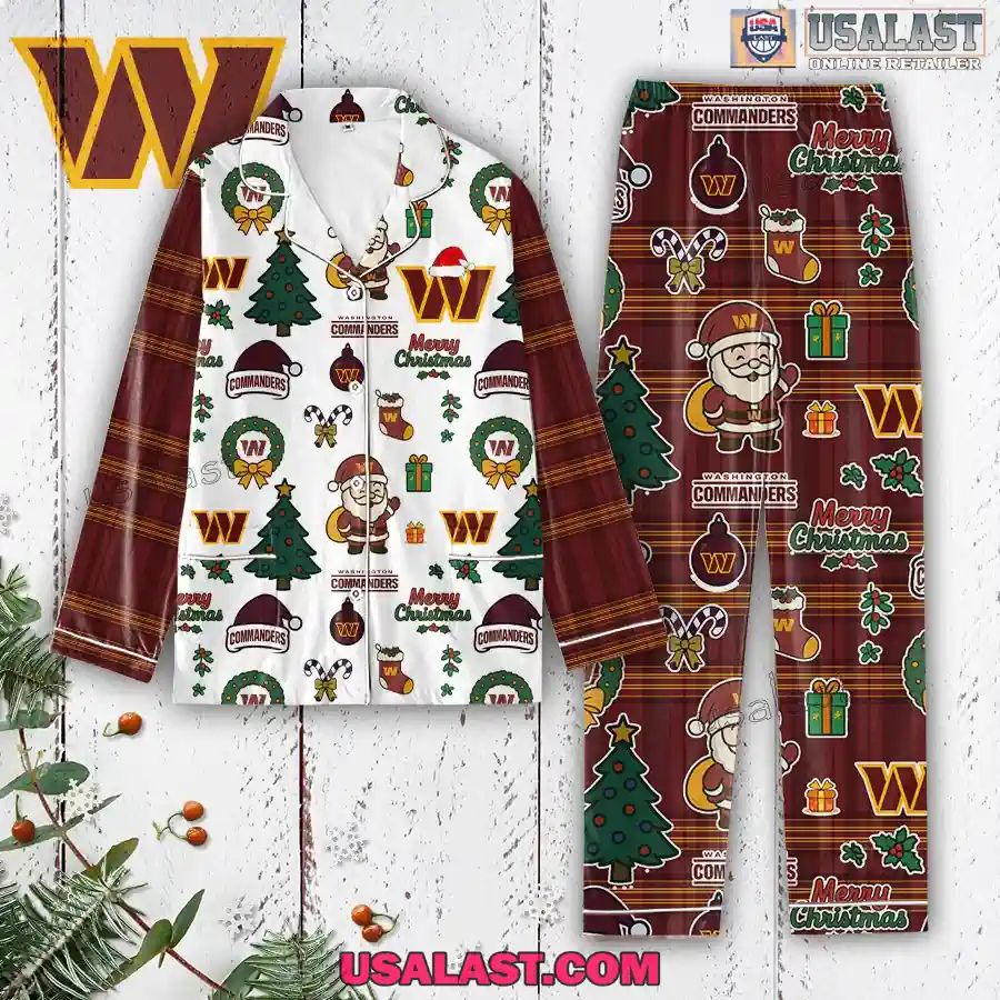 Washington Commanders Plaid Button Pajamas Set