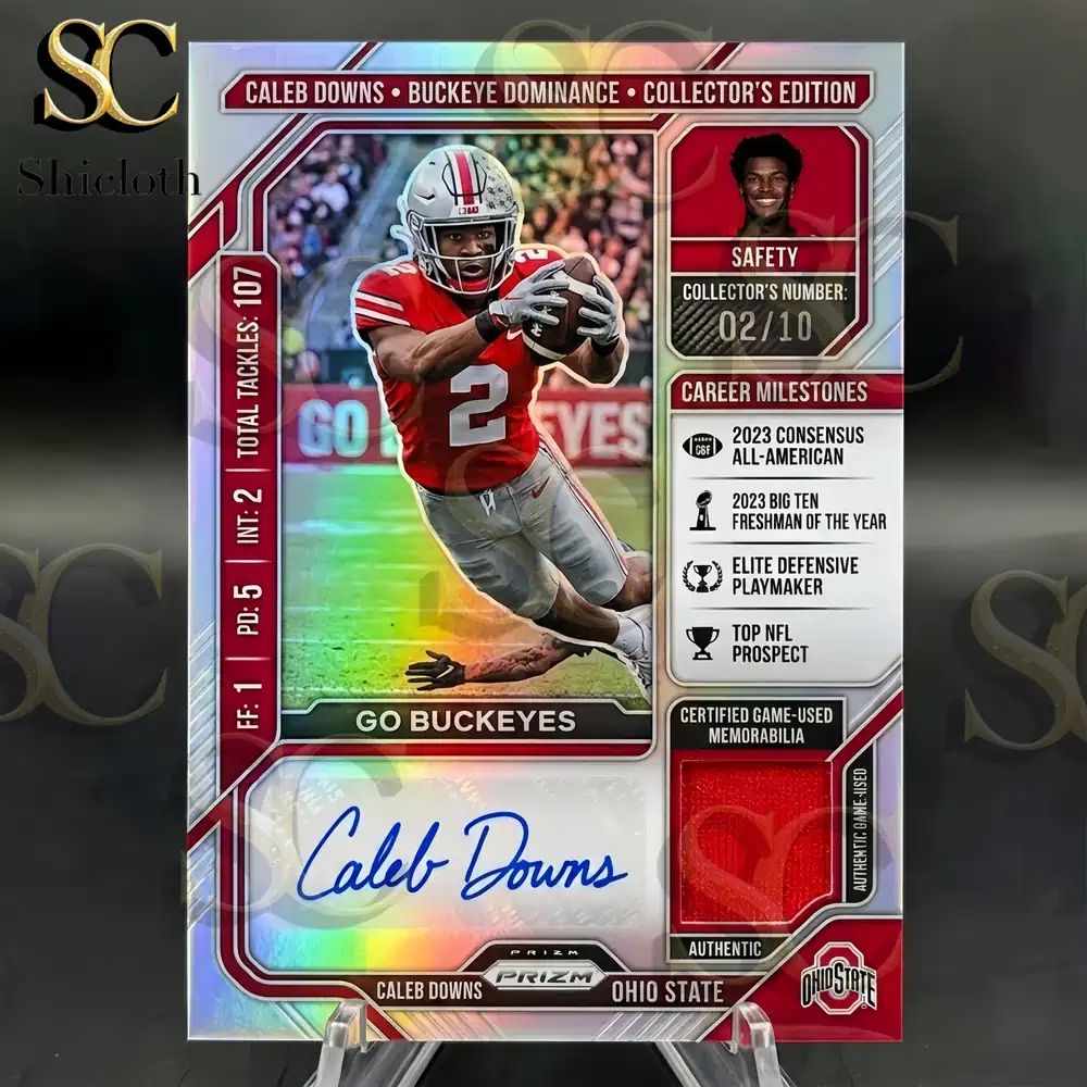 Caleb Downs Rookie Auto Patch Prizm Card