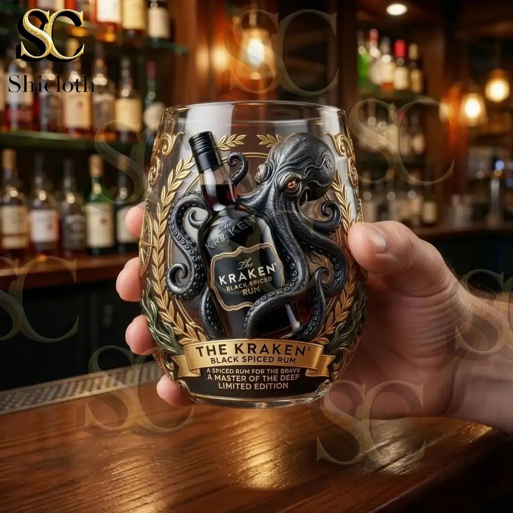 The Kraken Black Spiced Rum 3D culpted Octopus Collector’s Edition Glass