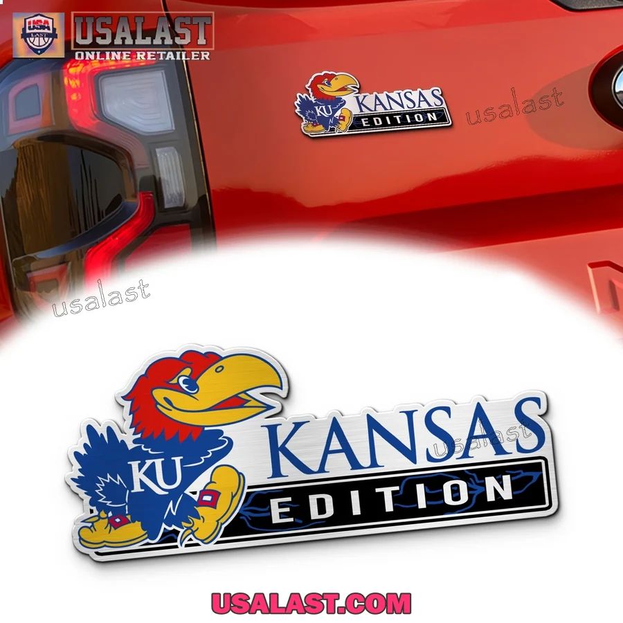 Kansas Jayhawks Edition 3D Car Badge Sticker