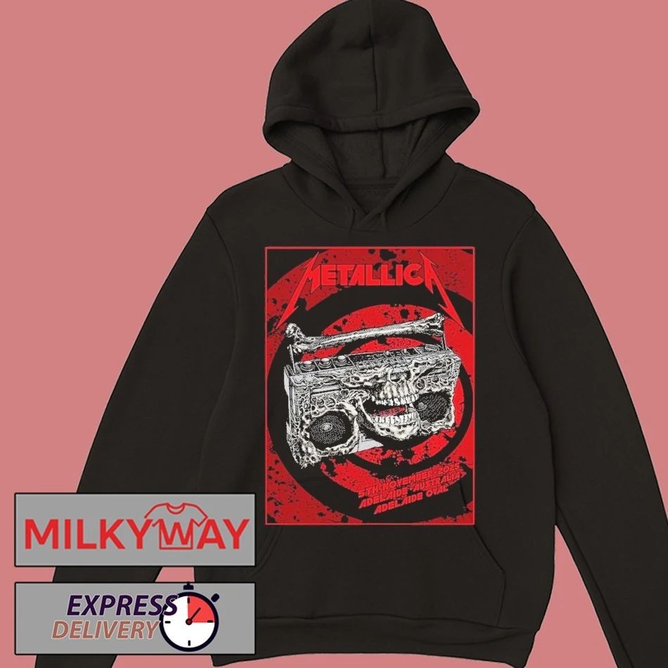 Metallica M72 Adelaide Australia 2025 Venue Poster At Adelaide Oval On November 5 2025 Skeleton Radio Boombox From Hell T-Shirt