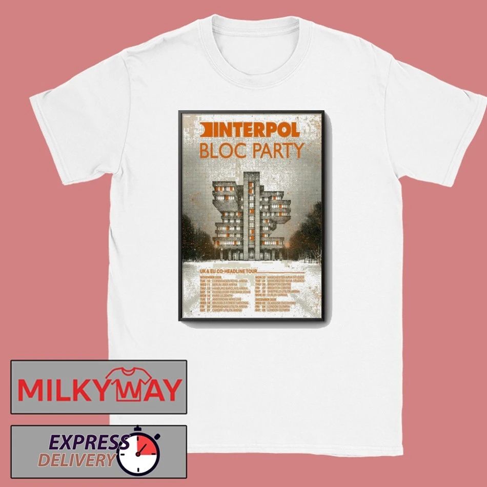 Interpol Uk And EU CO-Headline 2025 Tour Bloc Party Poster shirt