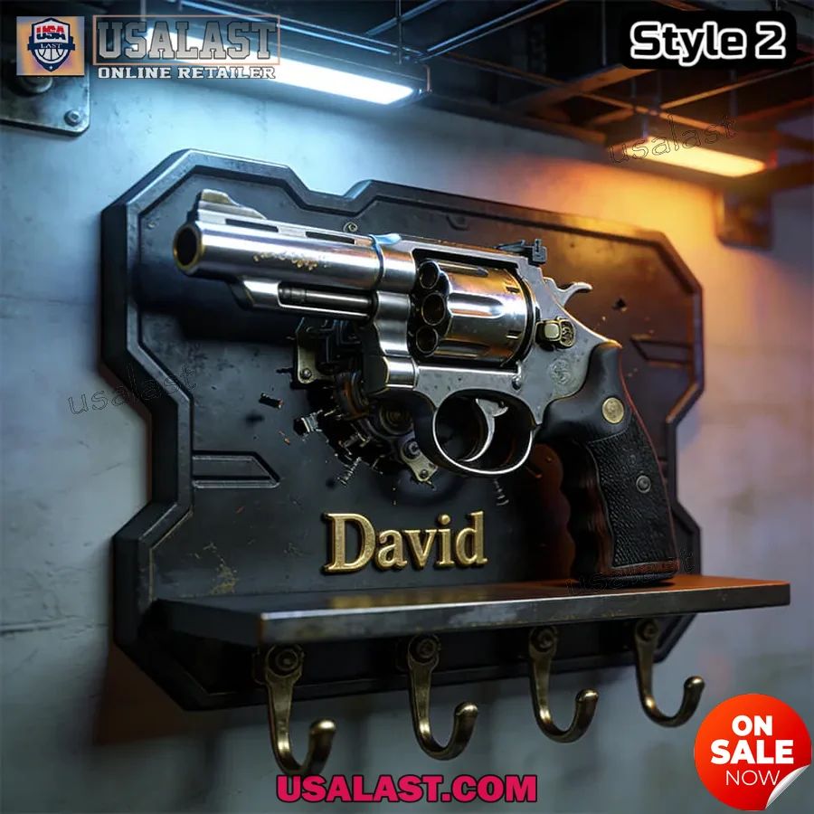 Personalized Revolver Gun Wall Key Holder