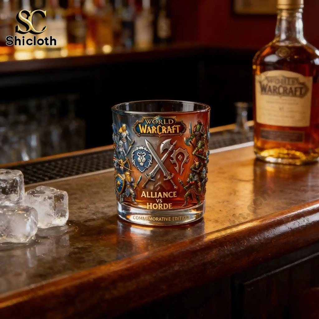 WoW Alliance Vs Horde Whiskey Glass