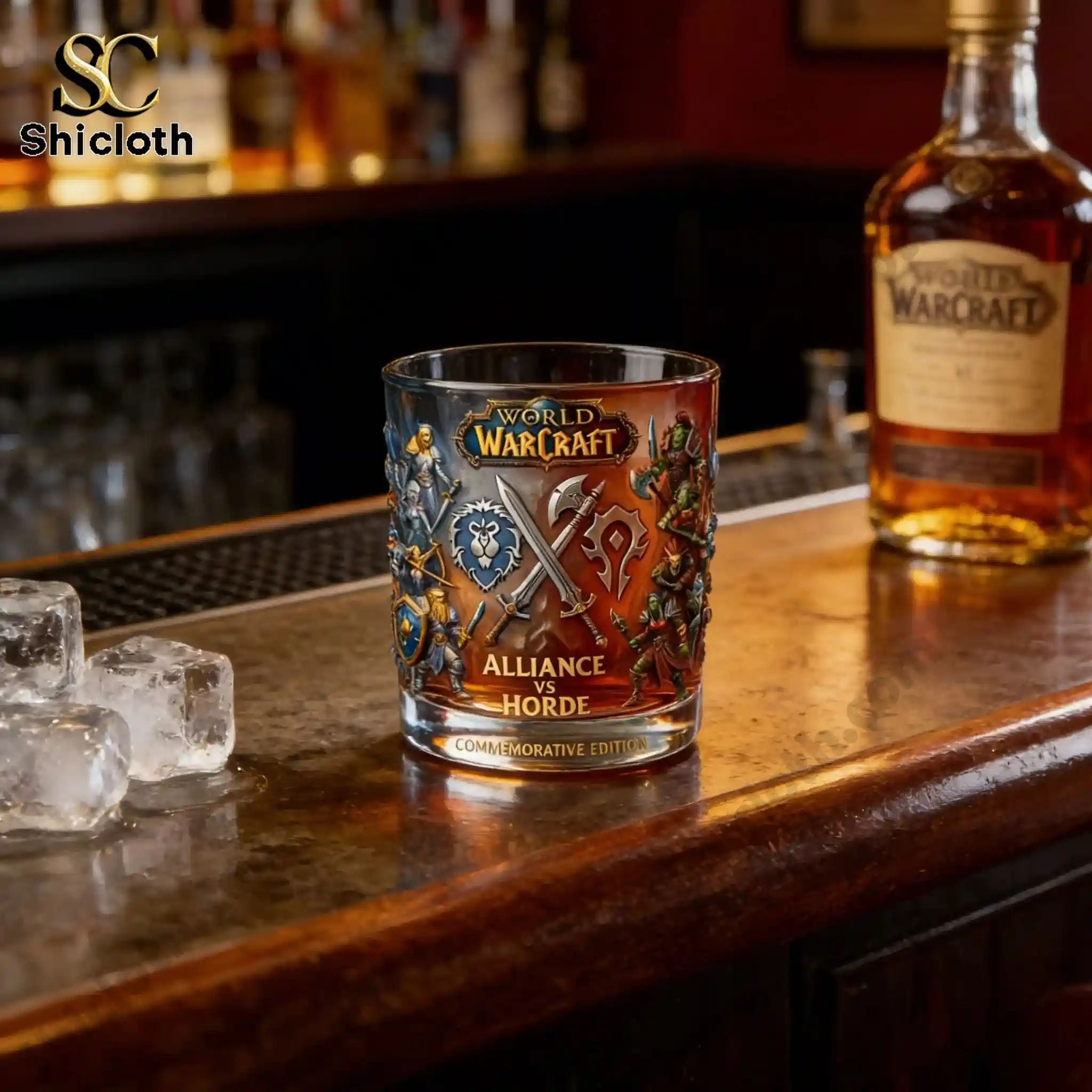 WoW Alliance Vs Horde Whiskey Glass