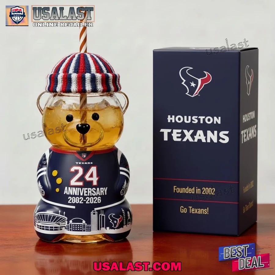 Houston Texans 24th Anniversary Bear Glass Cup