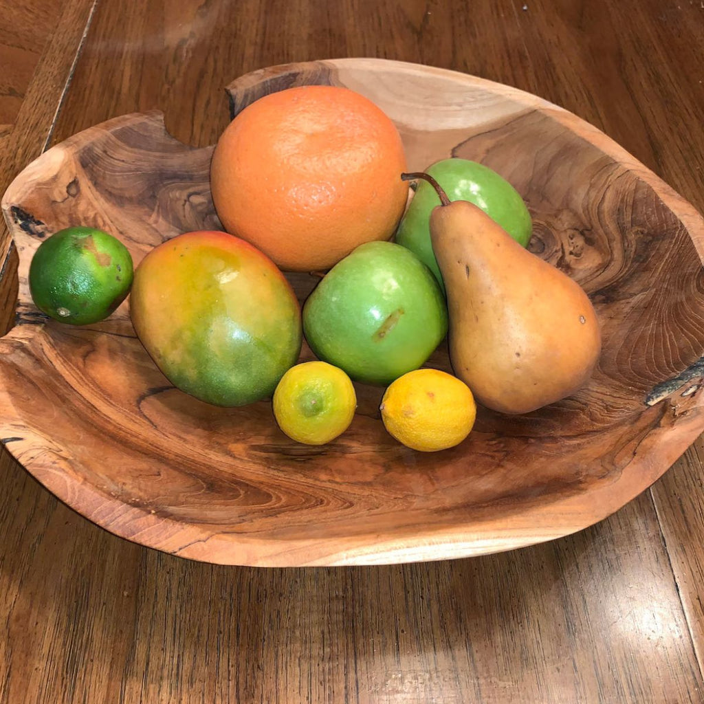 Live Edge Hand-Carved Teak Root Serving Bowl