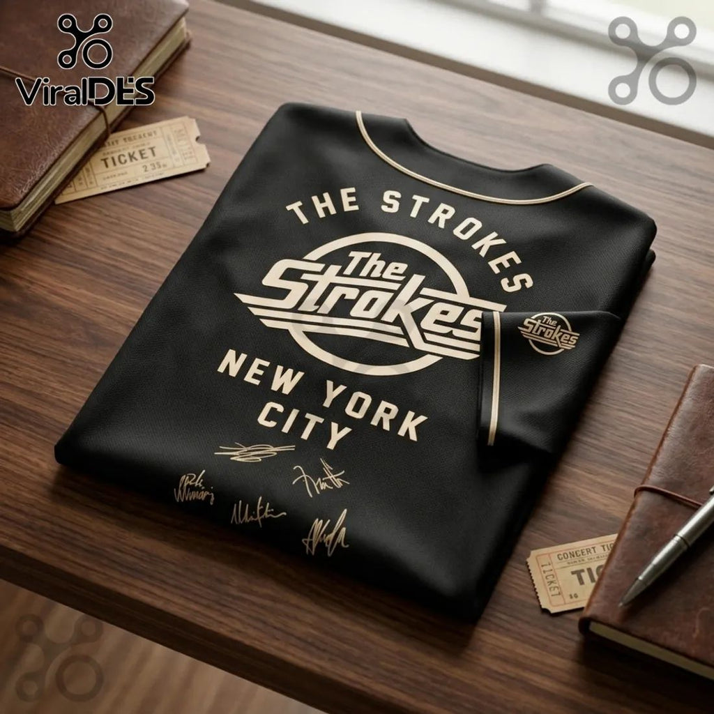 The Strokes Reality Awaits 2026 Tour Black Baseball Jersey