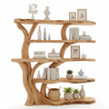 Handcrafted Tree Branch Bookshelf – Solid Wood Tree Branch Wall Shelf