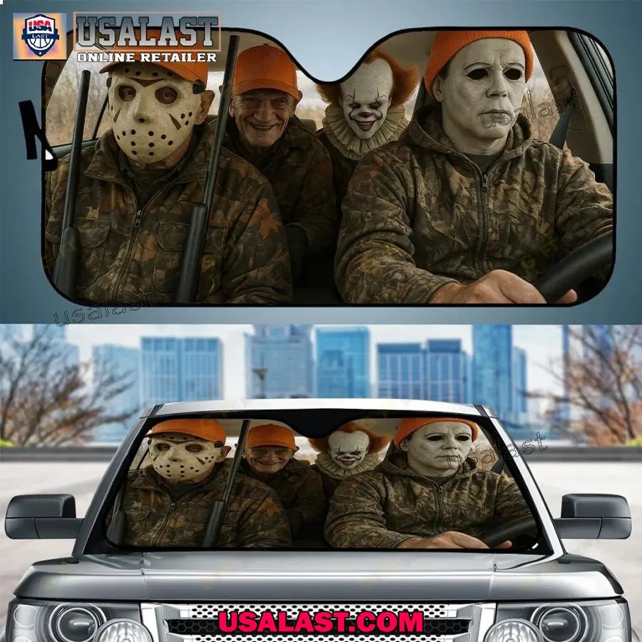 Hunting Horror Movie Characters Car Sunshade, Car Windshield Cover