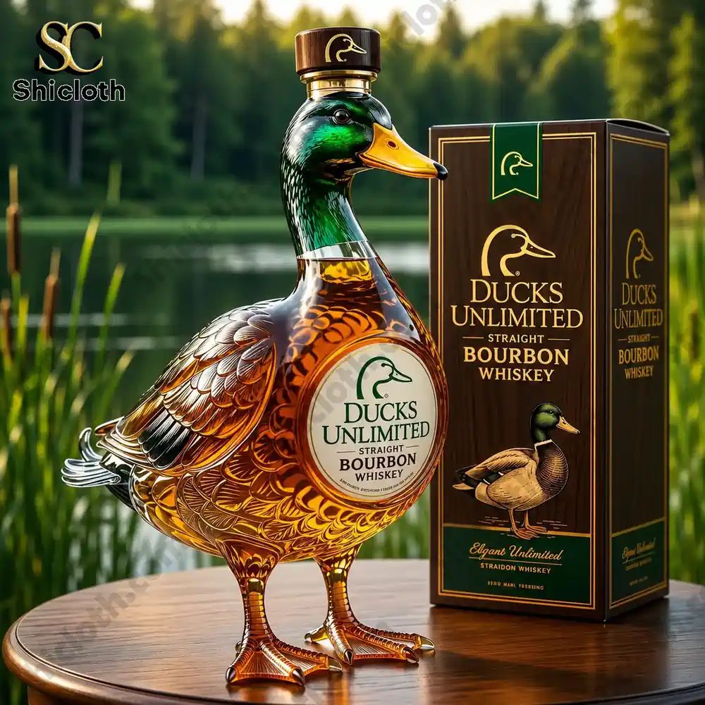 Ducks Unlimited 3D Mallard Bourbon Whiskey Bottle
