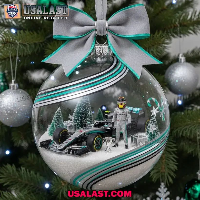 Mercedes AMG Formula 1 Team Globe Christmas Ornament