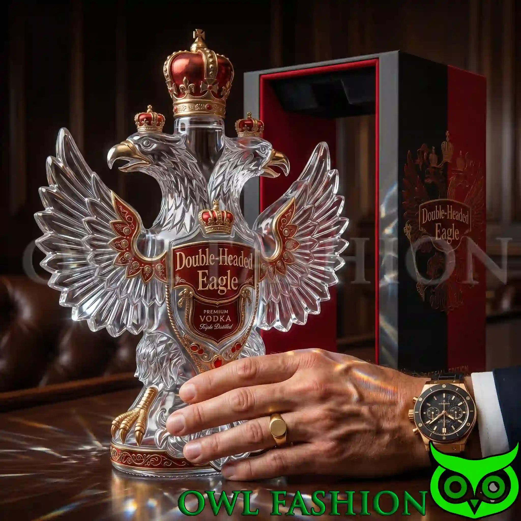 Double Headed Eagle Special Edition Crystal Glass Bottle