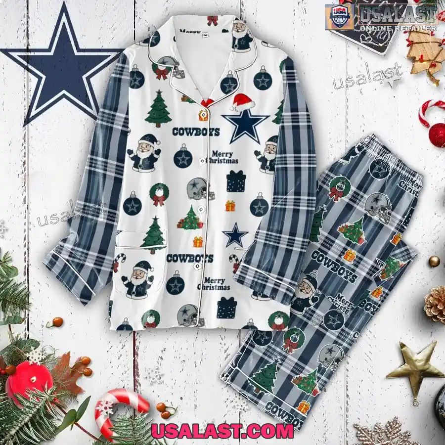 Dallas Cowboys Plaid Button Pajamas Set
