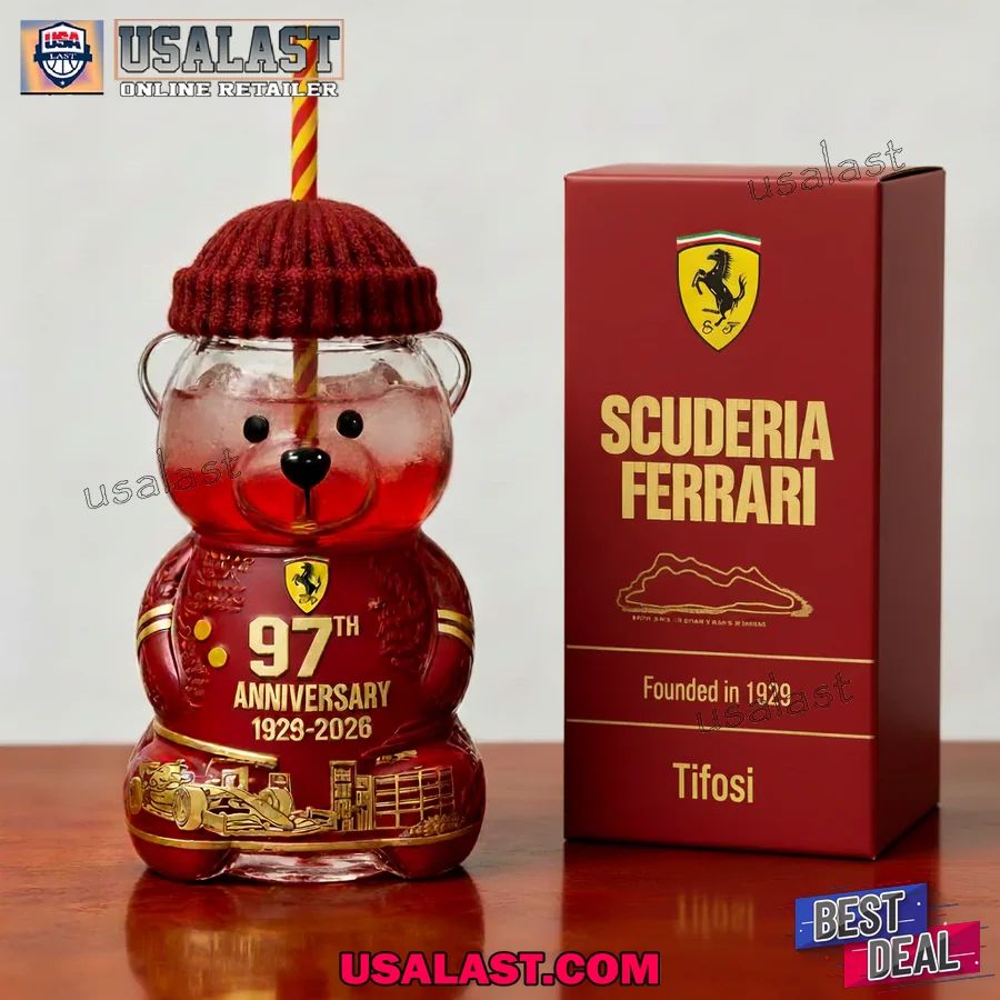Scuderia Ferrari 97th Anniversary Bear Glass Cup