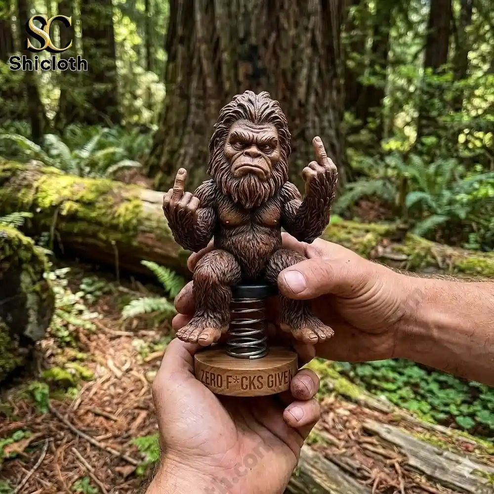 Bigfoot “Zero F_cks Given” Decor Car Dashboard Bobblehead