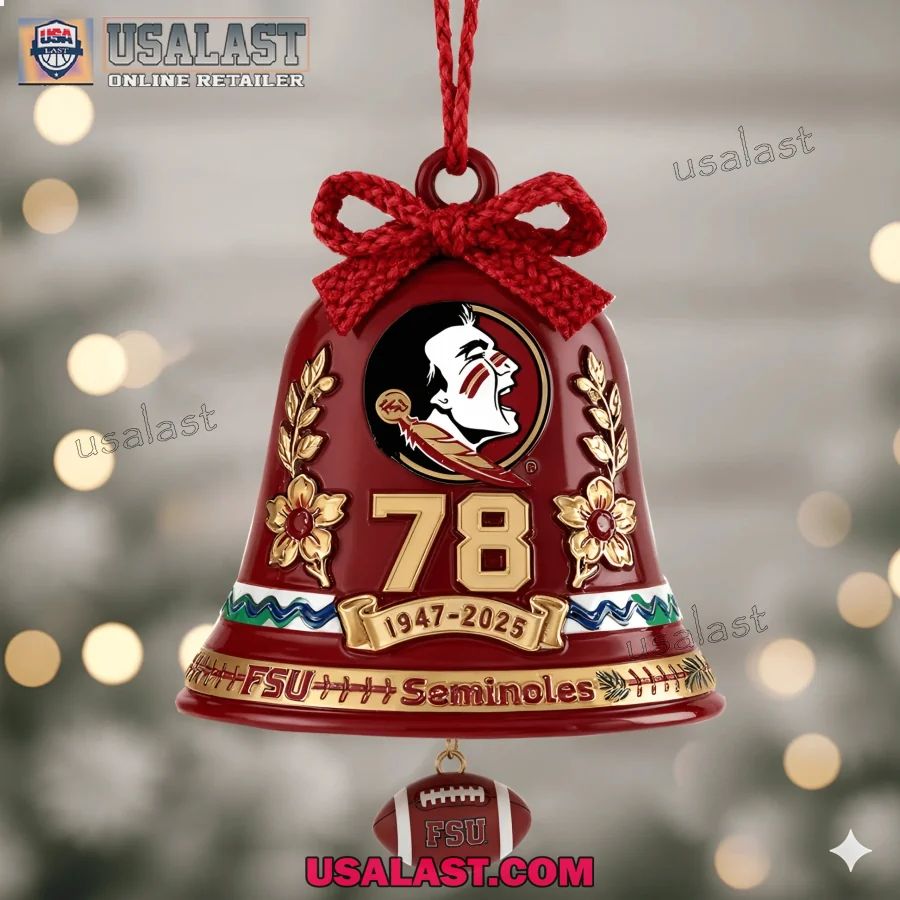 Florida State Seminoles 78th Anniversary Christmas Bell Ornament