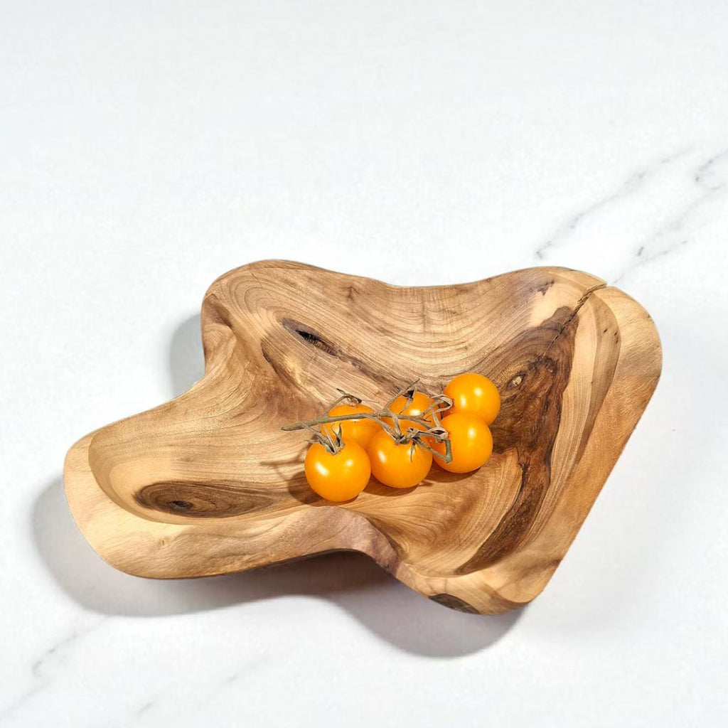 Lovely Hand-Carved Walnut Wood Bowl – Distinctive Rustic Charm