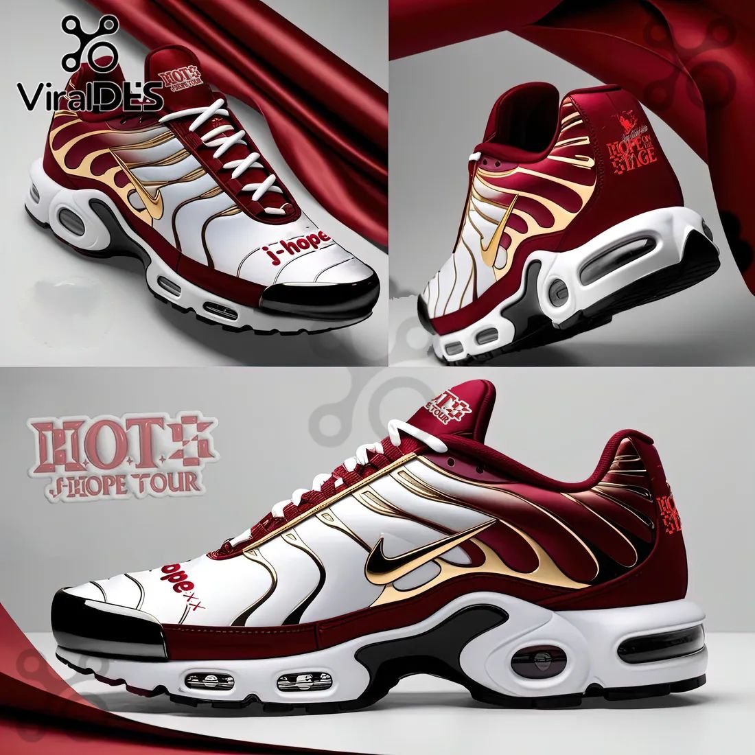 J-Hope Hope On The Stage Burgundy Gold Sport Shoes