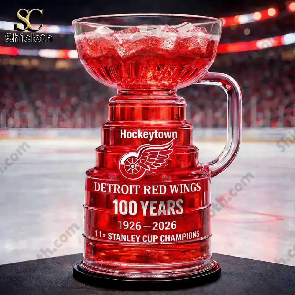 Red Wings 100th Anniversary Stanley Cup Trophy Beer Glass Cup