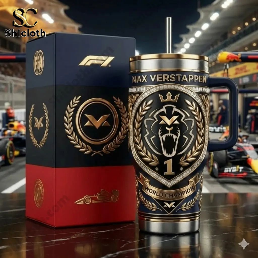 Max Verstappen World Champion No 1 Lion Logo Premium Travel Tumbler