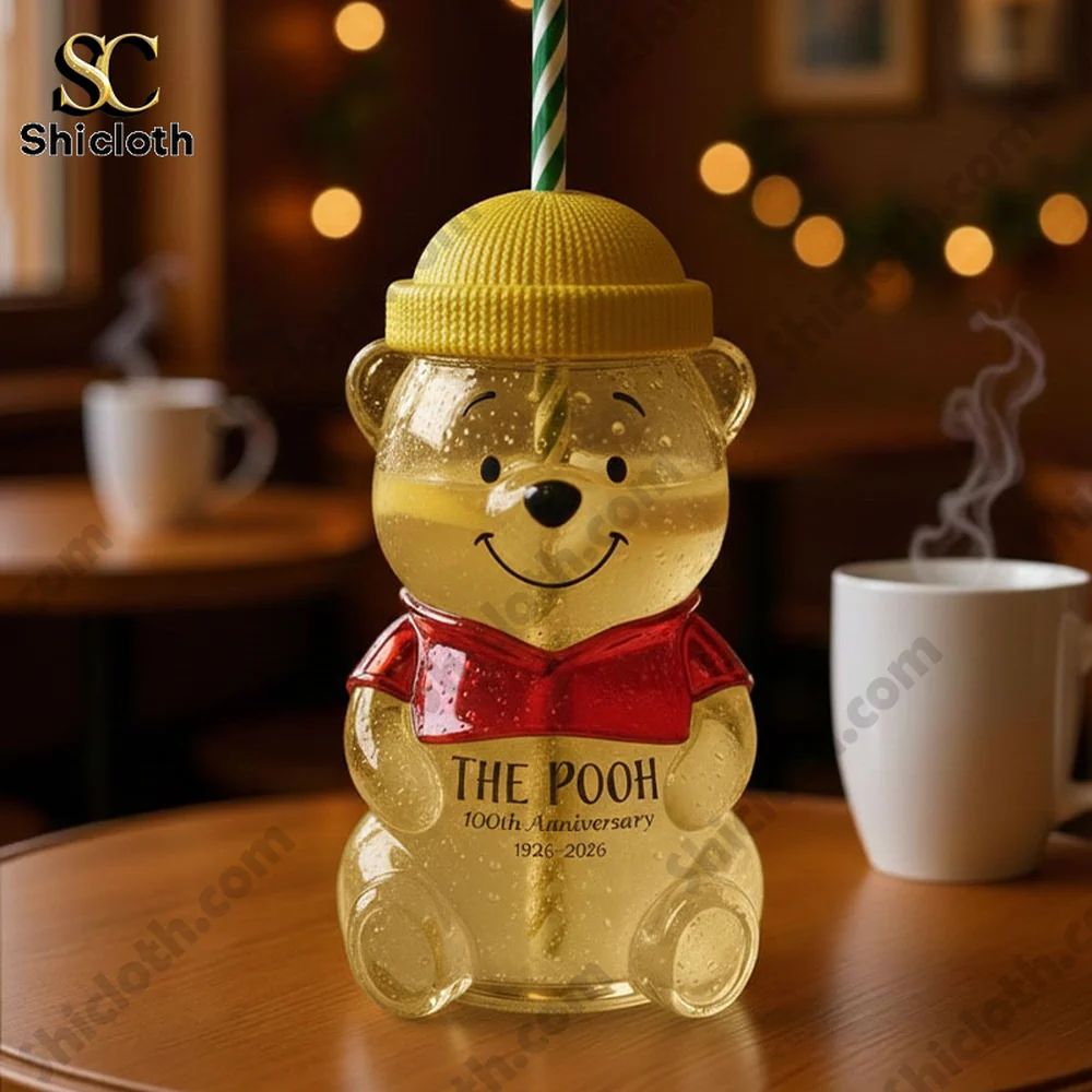 The Pooh 100th Anniversary Glass Water Bottle Beverage Bottle