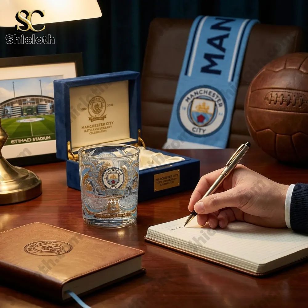 Manchester City 145th Anniversary Commemorative Whiskey Glass