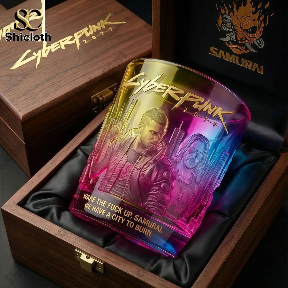 Cyberpunk 2077 Johnny Silverhand Night City Whiskey Glass