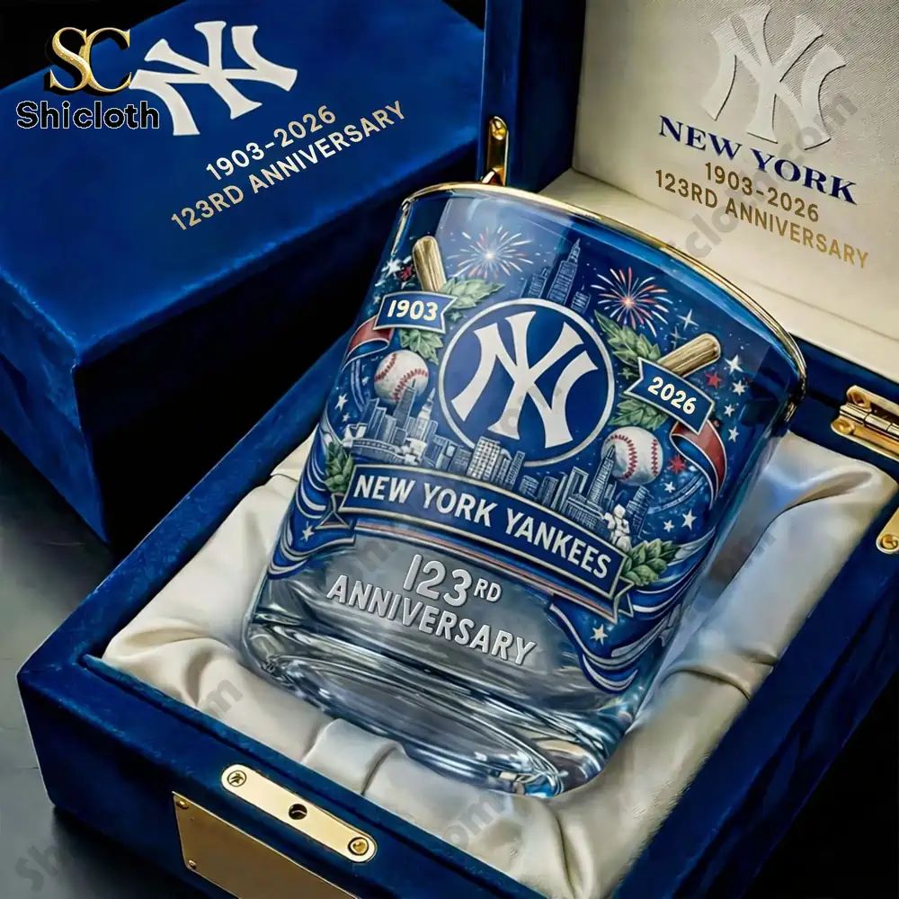 New York Yankees 123rd Anniversary Whiskey Glass