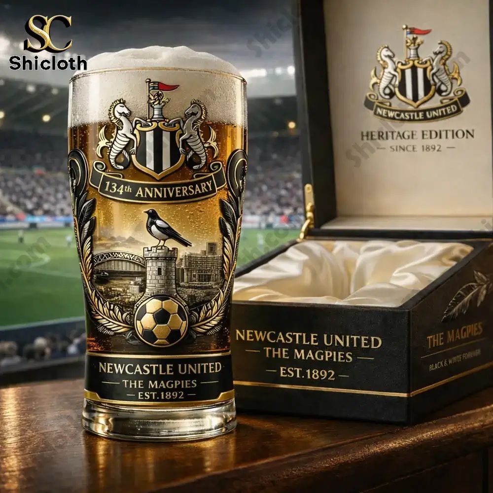 Newcastle United Football Club 134th Anniversary Beer Pint Glass