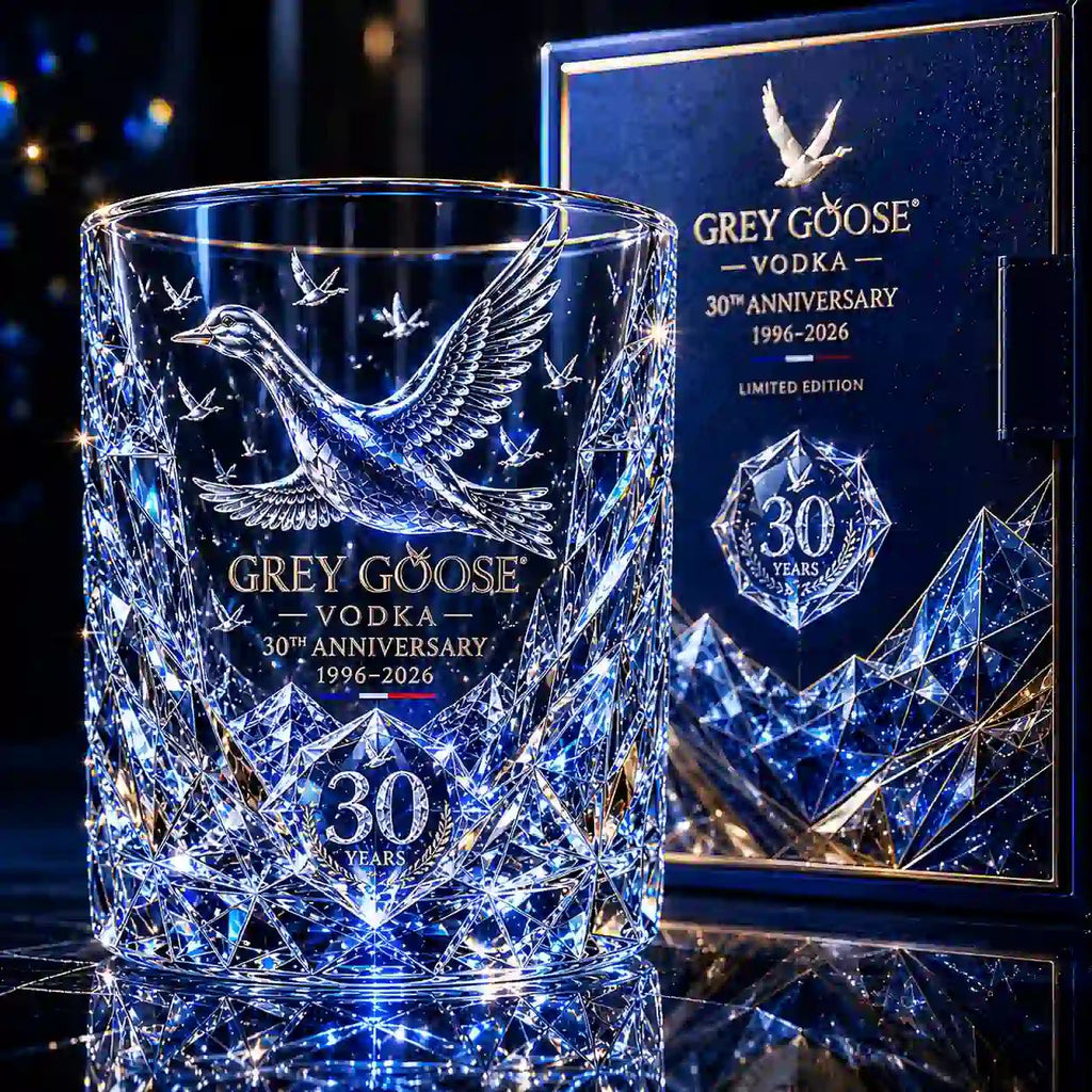 Grey Goose 30th Anniversary Bottle And Glass Combo Set