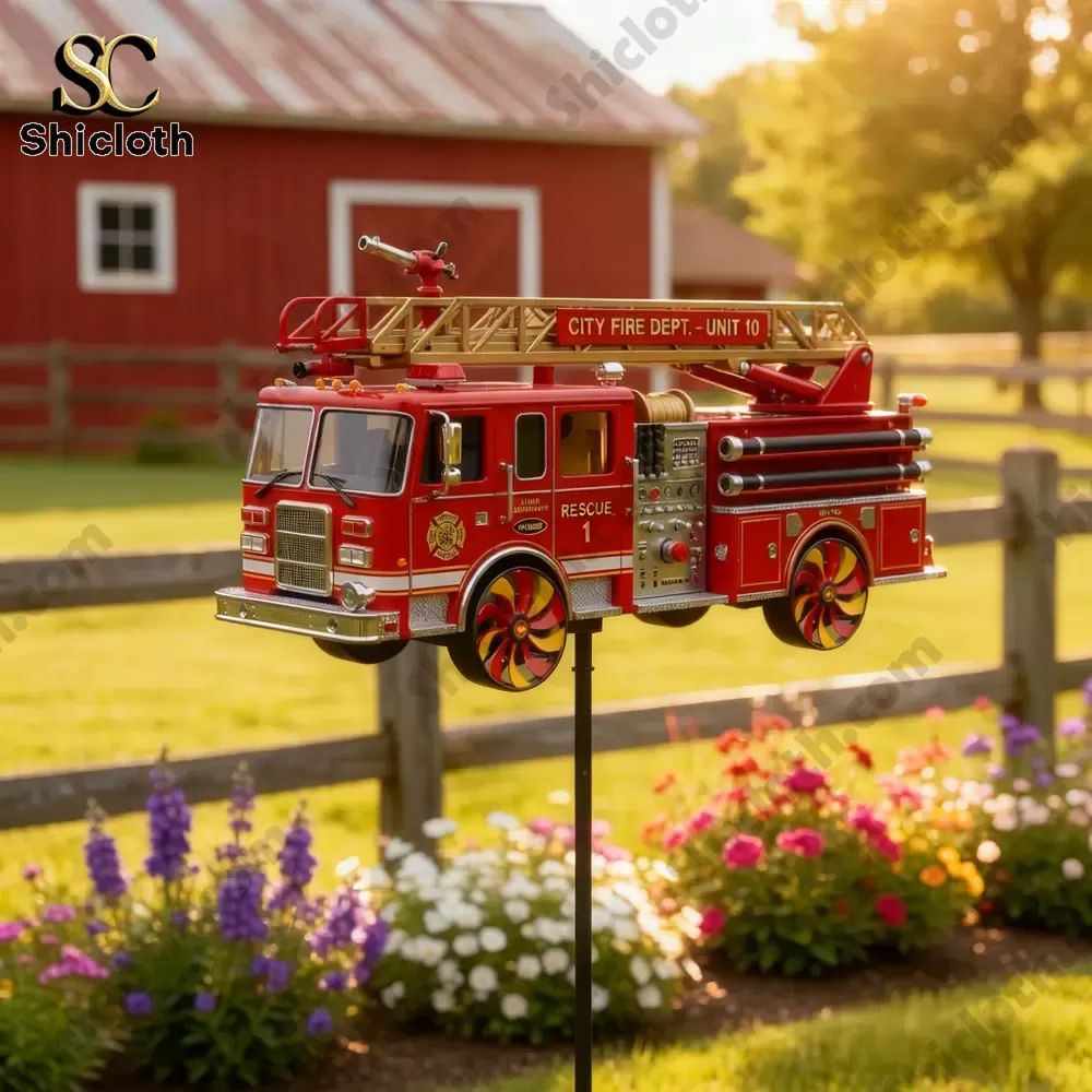 Fire Truck Spinner For Garden