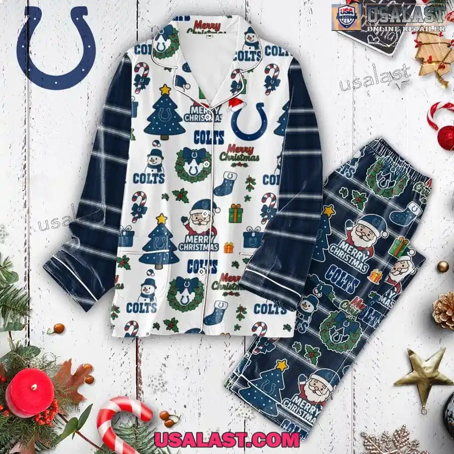 Indianapolis Colts Plaid Button Pajamas Set