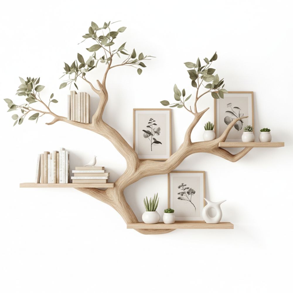Wooden Bookcase Tree Bookshelf – Book Shelf Handmade Furniture