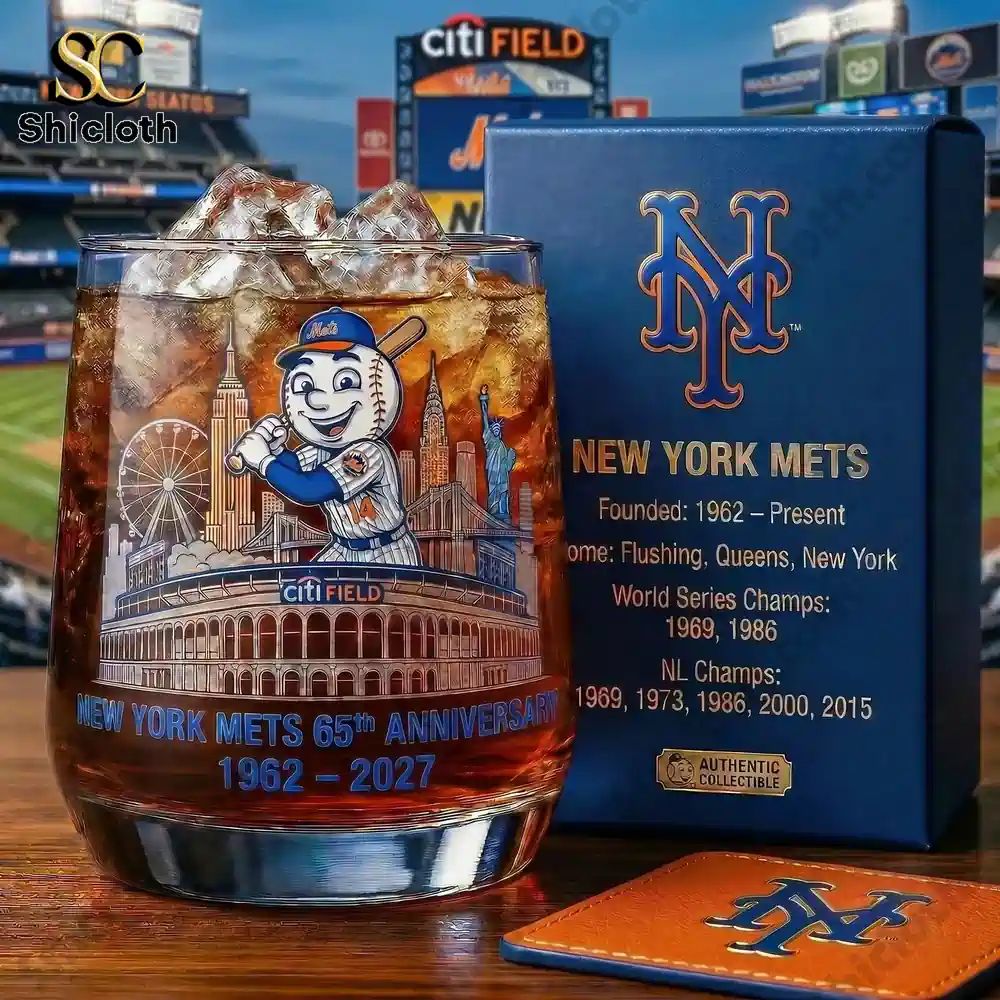 New York Mets 65th Anniversary Commemorative Whiskey Glass