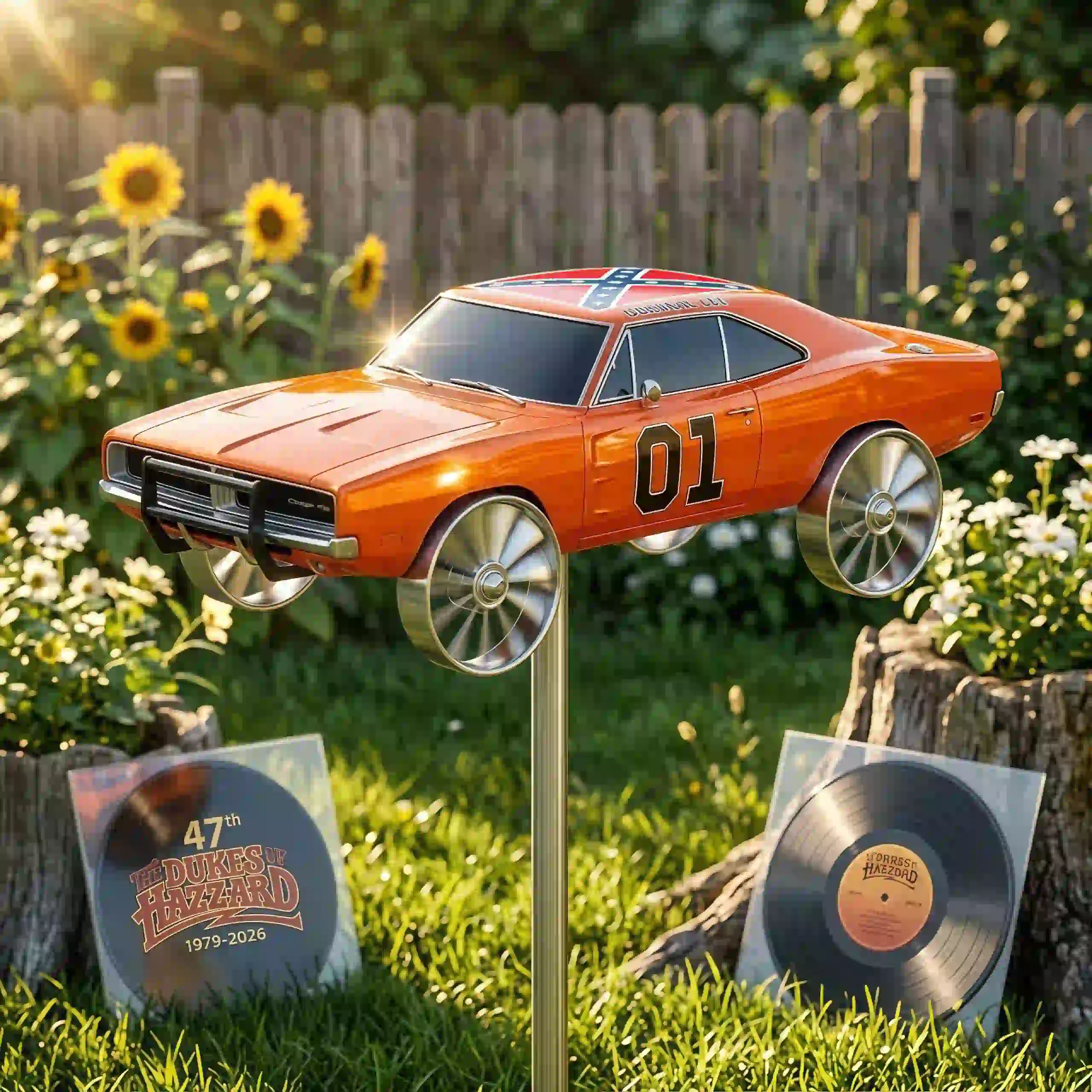 The Dukes of Hazzard General Lee 47th Anniversary 1969 Dodge Charger 3 Wind Spinner