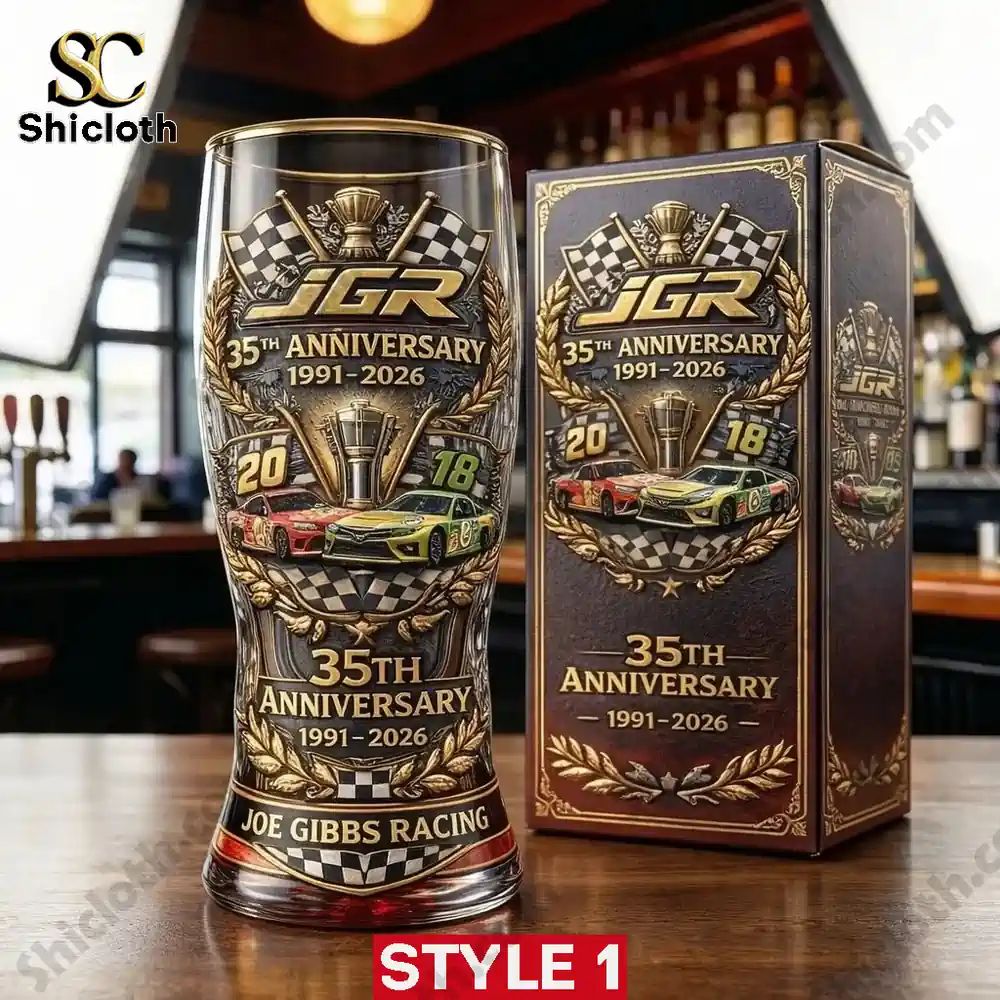 NASCAR Joe Gibbs Racing 1991-2026 35th Anniversary 3D Relief Pint Glass