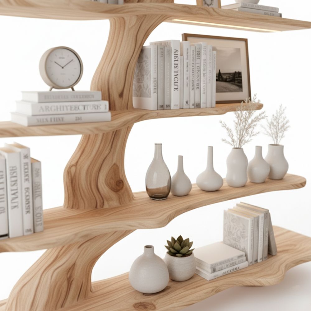 Handmade Driftwood Tree Branch Corner Shelf – Floating Mini Bookcase, Rustic Wall-Mounted Bookshelf & Natural Home Decor